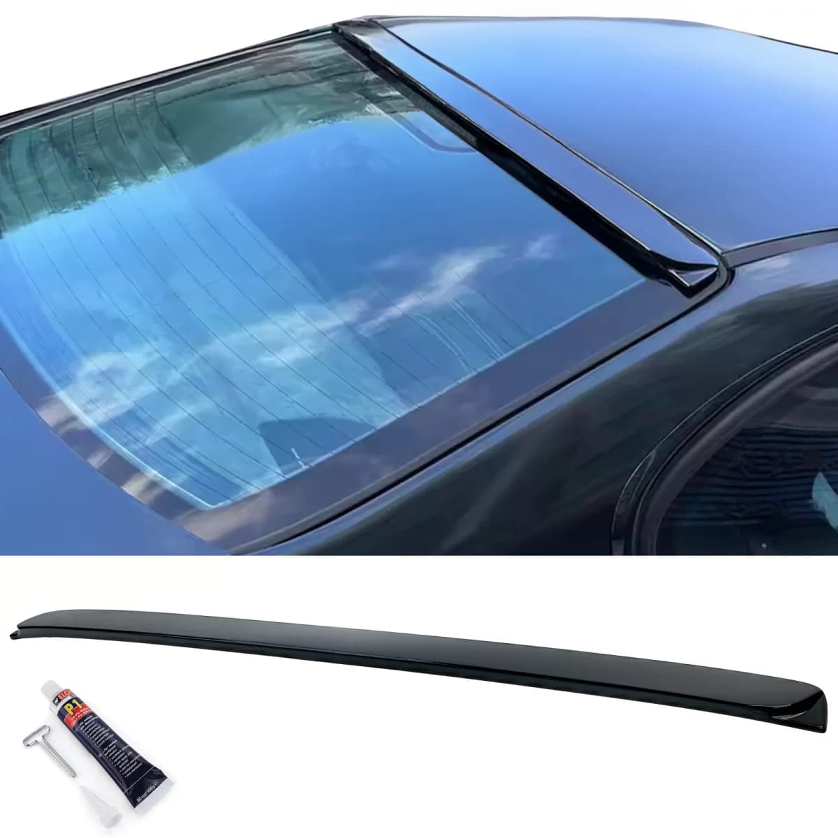 Roof spoiler rear window trim black gloss for 3 Series BMW E46 sedan 98-05