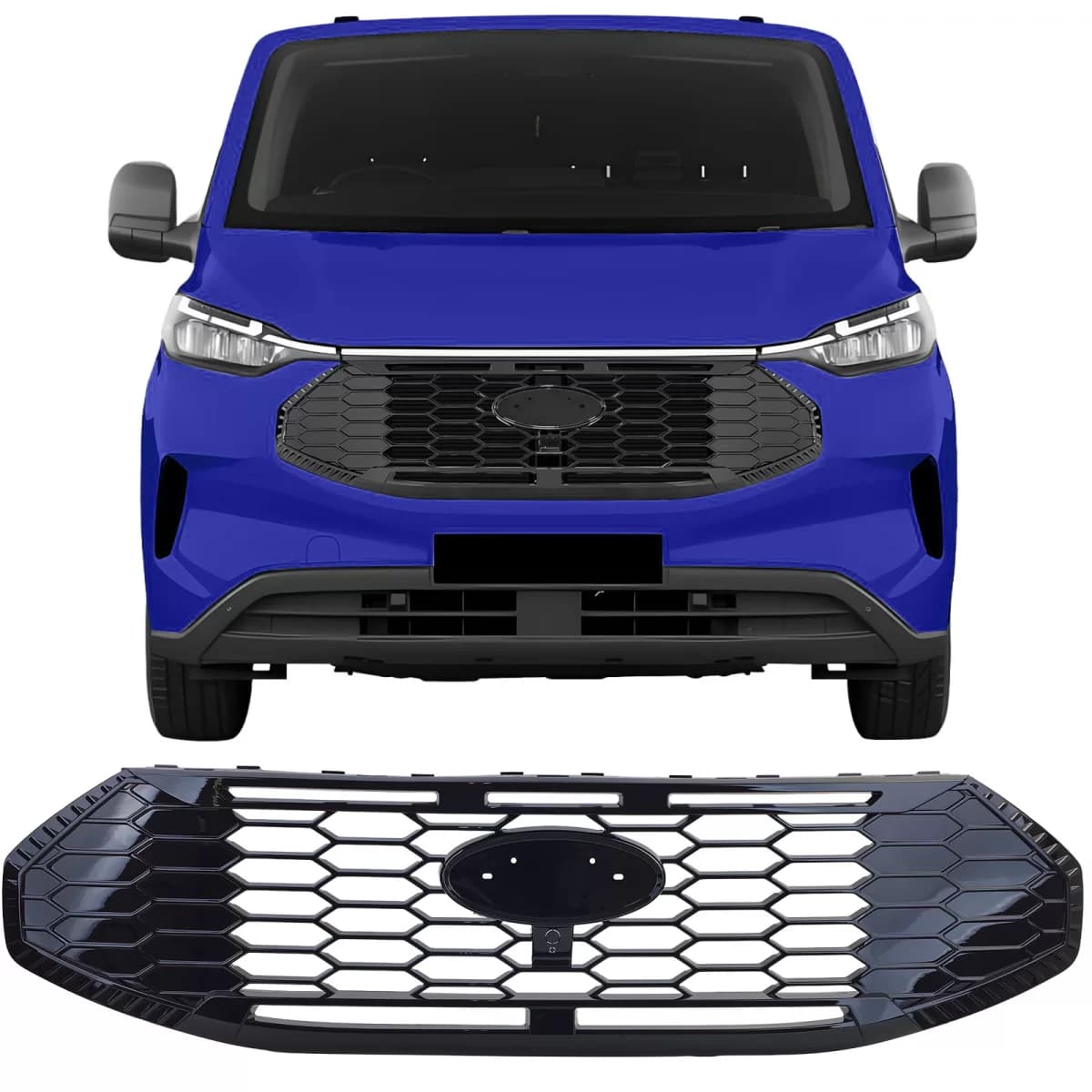 Radiator grille Black Gloss for Ford Tourneo Transit Custom from 2023