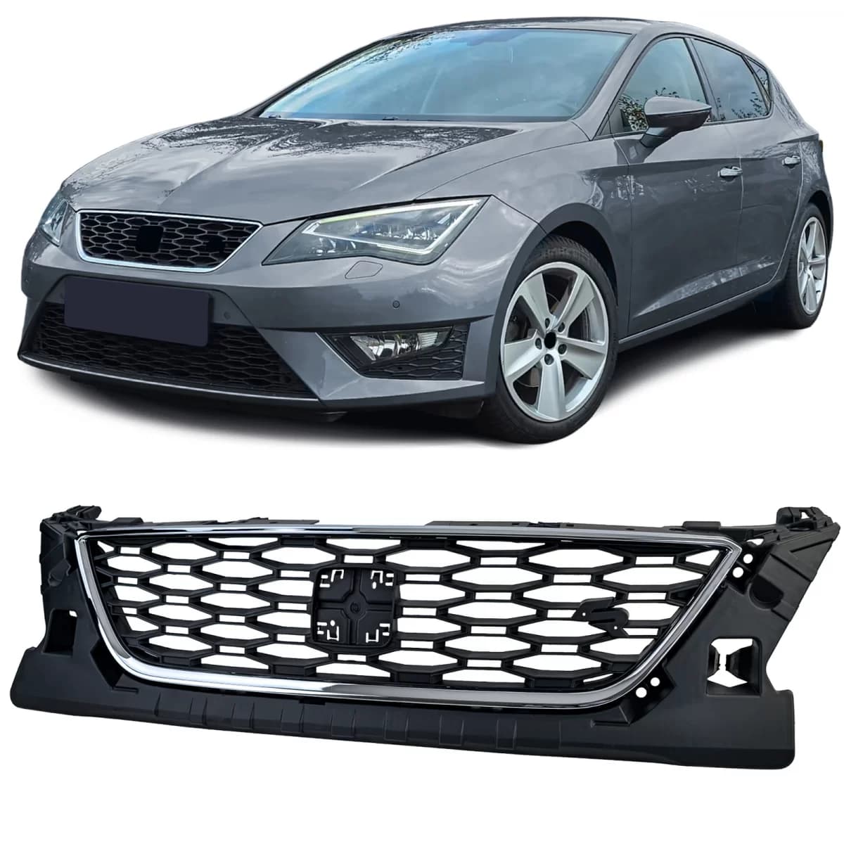 Sport upgrade grille with chrome frame fits Seat Leon FR 5F 2012-2016