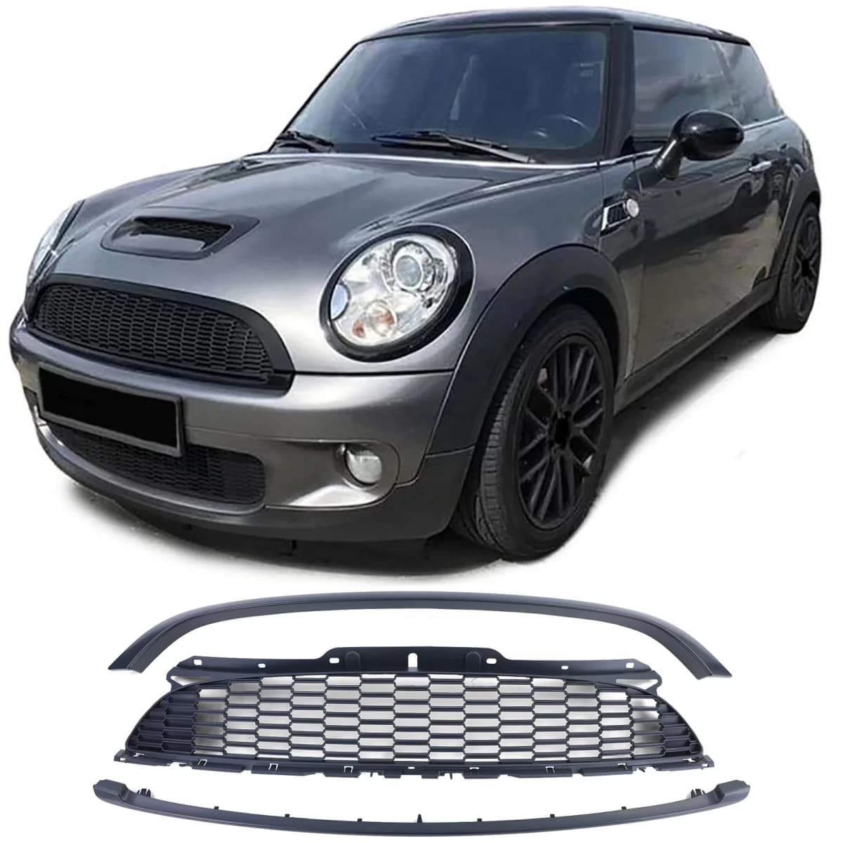 Radiator Grille Set 3-piece Matte Black for Mini One Cooper JCW R56 R57 R58 R59