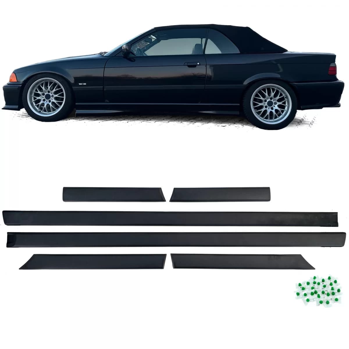 Door trim moldings 6-piece set fits 3 Series BMW E36 Coupe Cabrio M 90-99