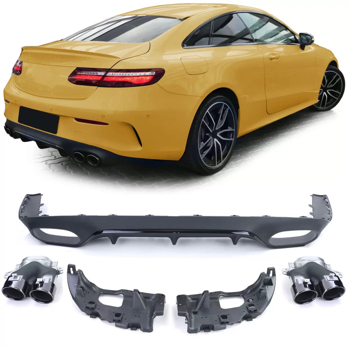 Sport rear diffuser with black tailpipes for Mercedes E-Class C238 Coupe Cabriolet