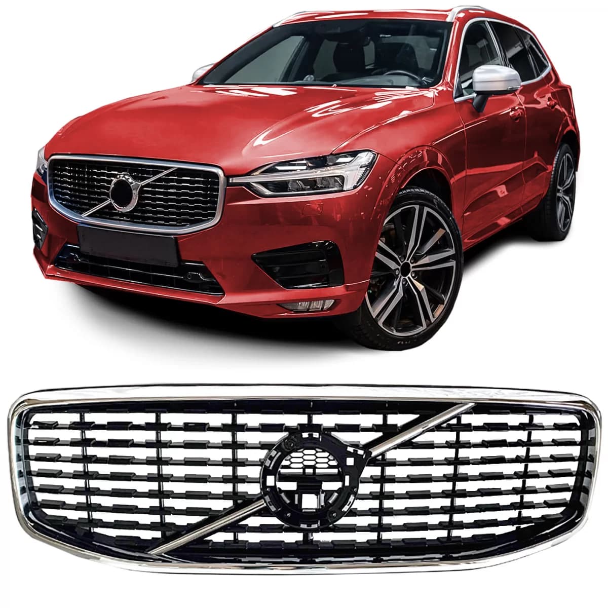 Radiator grille black gloss with chrome frame fits Volvo XC60 II 2017-2021