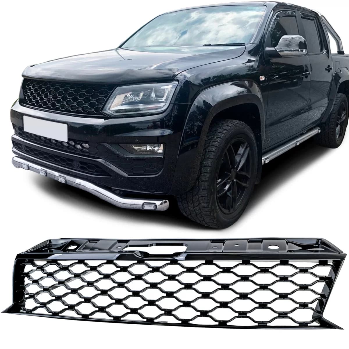 Honeycomb Performance Grille Black without Emblem for VW Amarok I 2010-2022