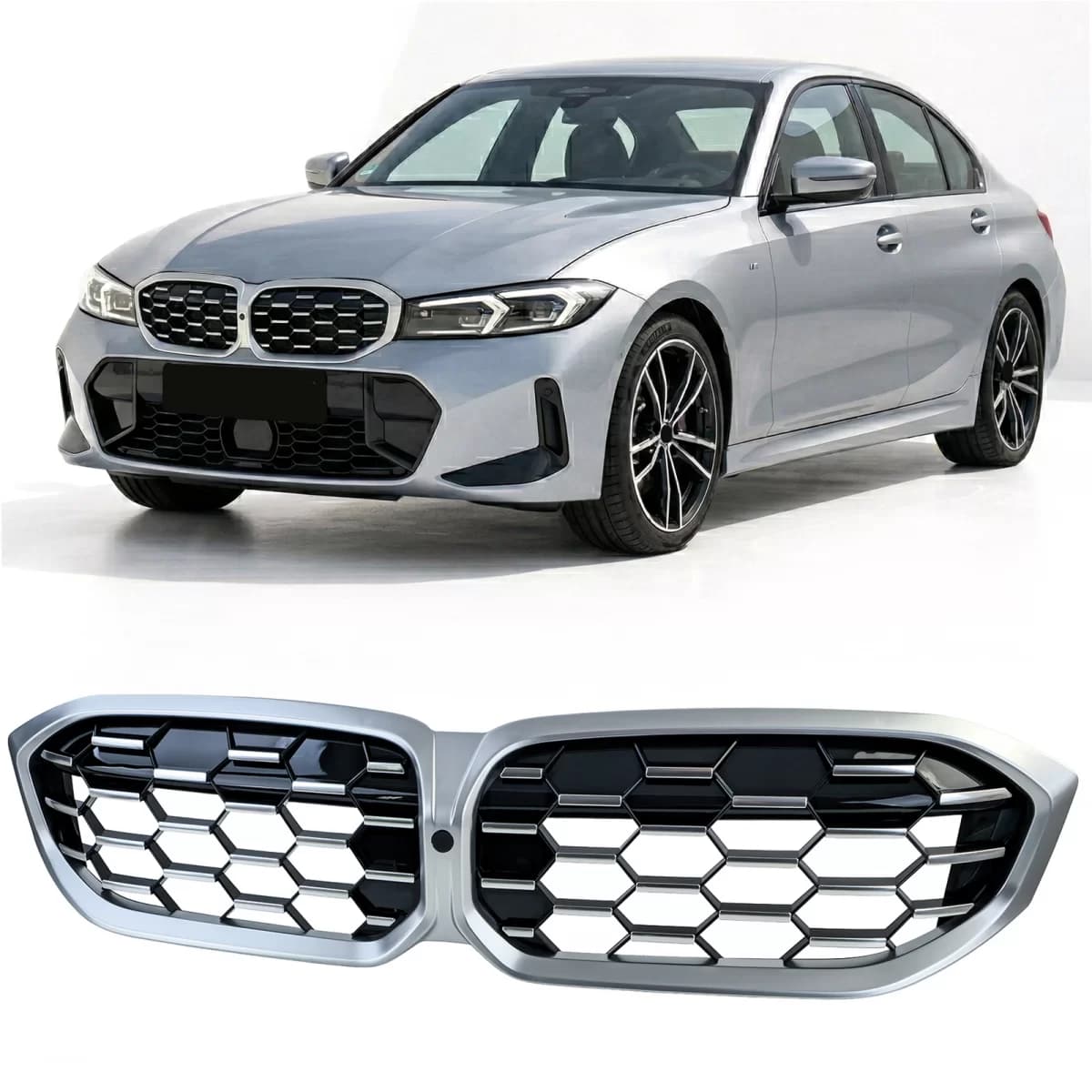 Honeycomb Performance Grille Black Chrome for 3 Series BMW G20 G21 LCI from 2022