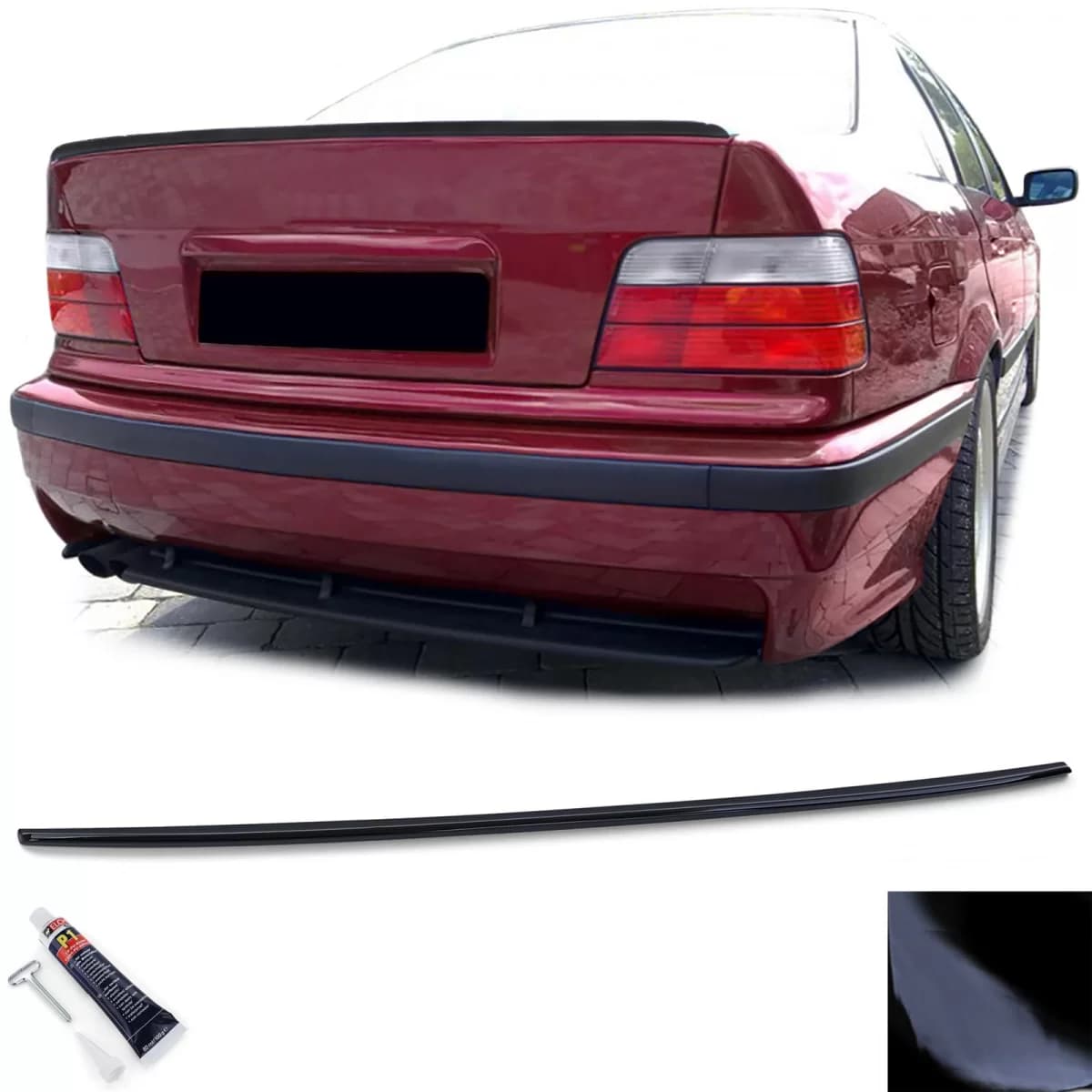Sport rear spoiler lip gloss black suitable for 3 Series BMW E36 sedan 90-98