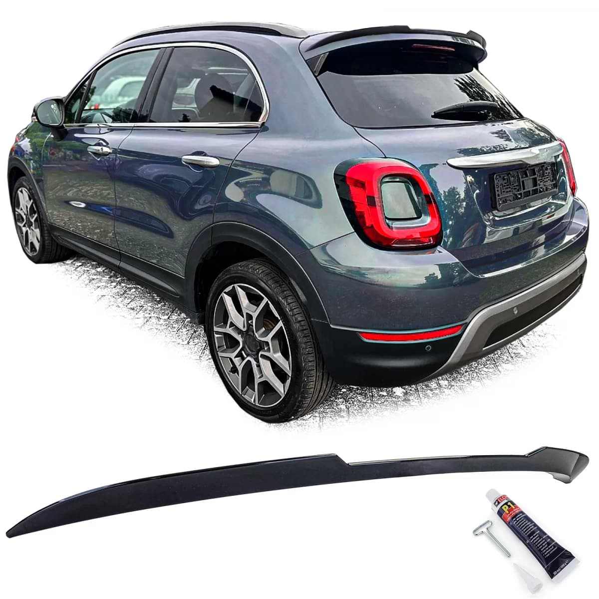 Roof rear spoiler lip black gloss suitable for Fiat 500X from 2014