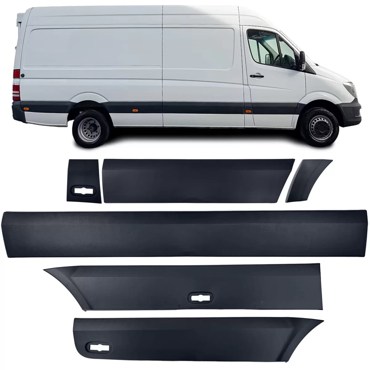 Trim Mouldings Impact Strips Set Right 6-piece for Mercedes Sprinter W906 06-18 Long