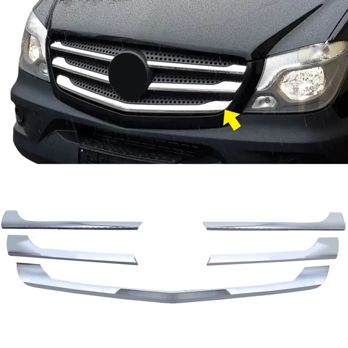 Chrome trim strips grille for Mercedes Sprinter W906 Facelift 2013-2018