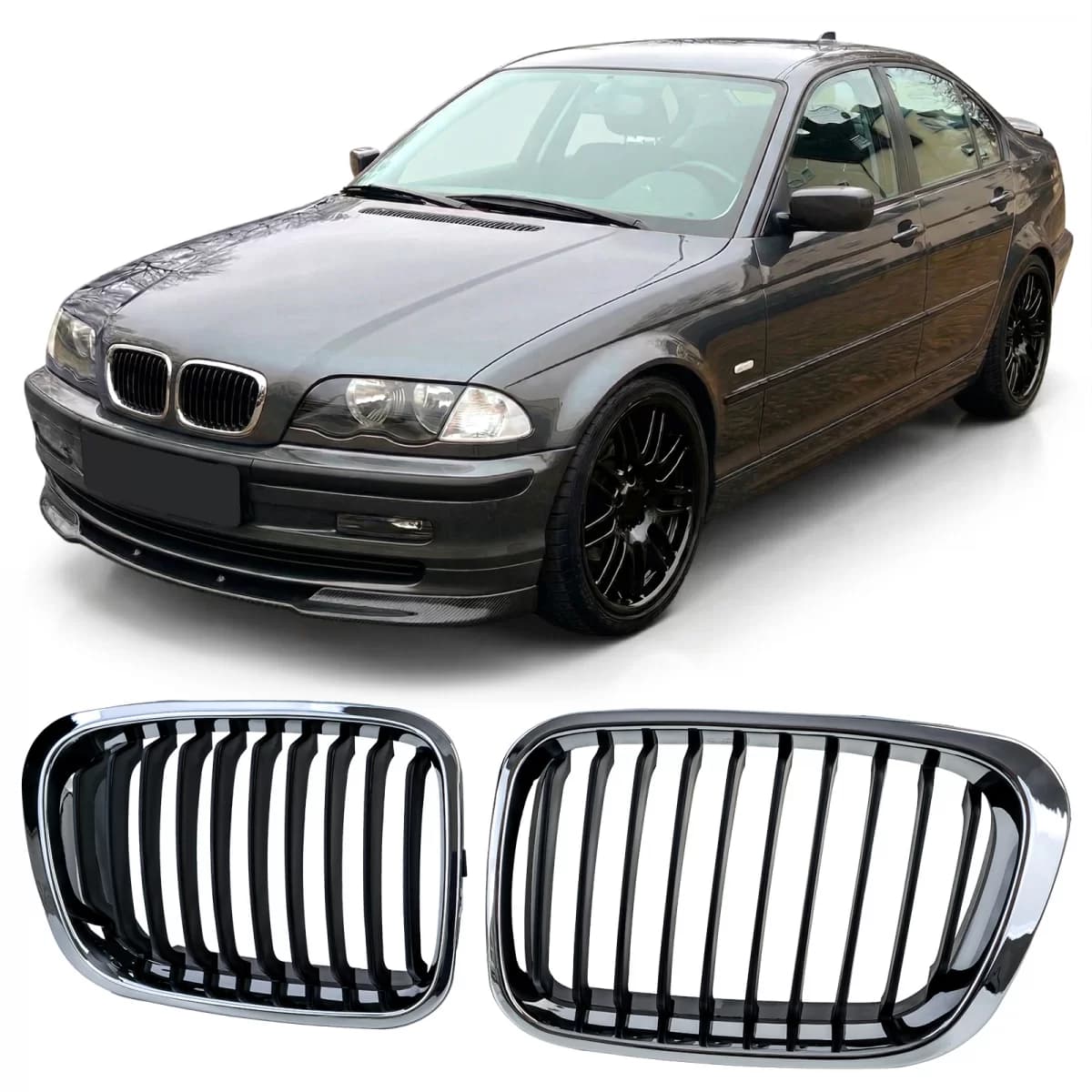 Sport front grille black chrome for 3 Series BMW E46 pre-facelift 1998-2001
