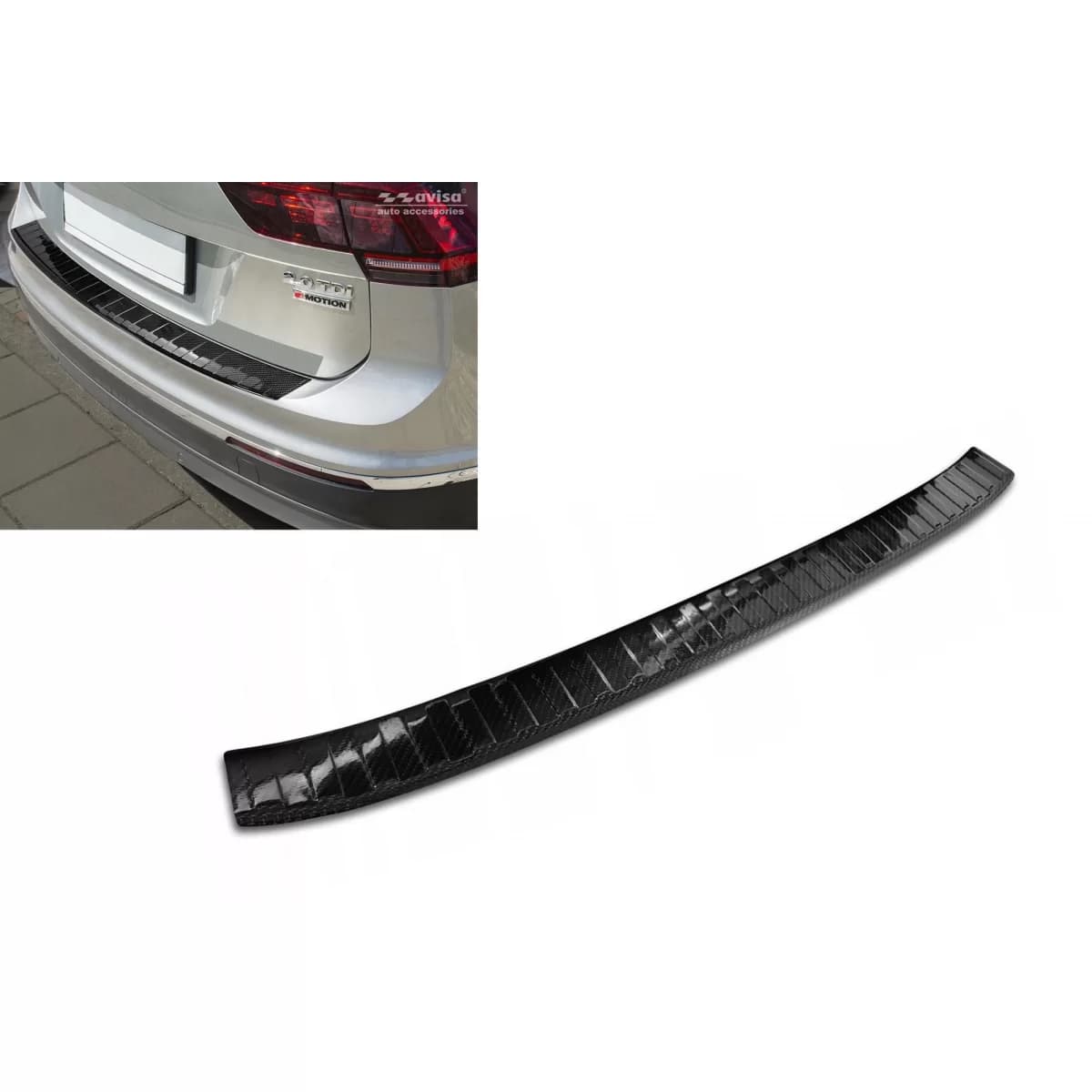 Avisa protector suitable for rear bumper of Mazda Volkswagen Tiguan, R-line 2015-2020, after 2020, eHybrid after 2020, Allspace 2017-2020, after 2020, carbon color