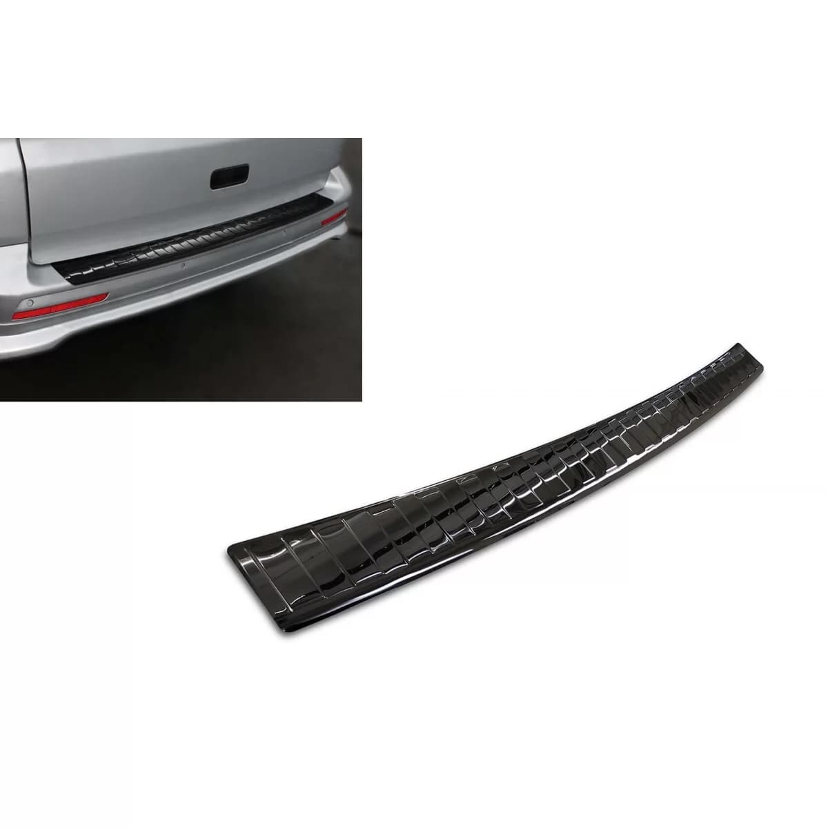 Avisa rear bumper protector suitable for Volkswagen Transporter T5 Multivan, Caravelle 2003-2015 with two rear doors and upward-opening trunk, Transporter T6 2015-2019, after 2019, with two rear doors