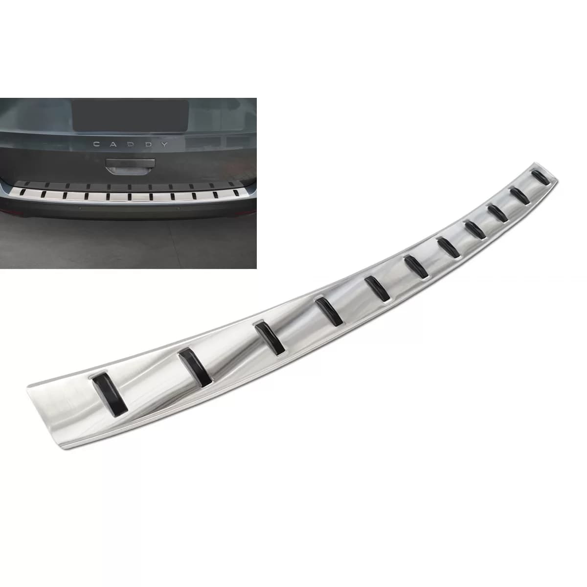 Reinforced Avisa protector suitable for rear bumper of Volkswagen Caddy after 2020, chrome