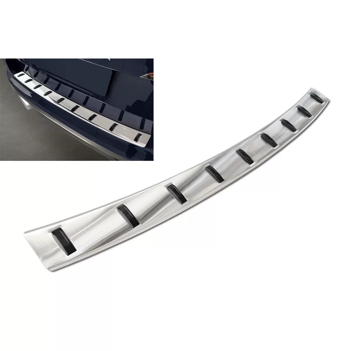 Reinforced Avisa protector suitable for rear bumper of Skoda Kamiq crossover after 2019, chrome