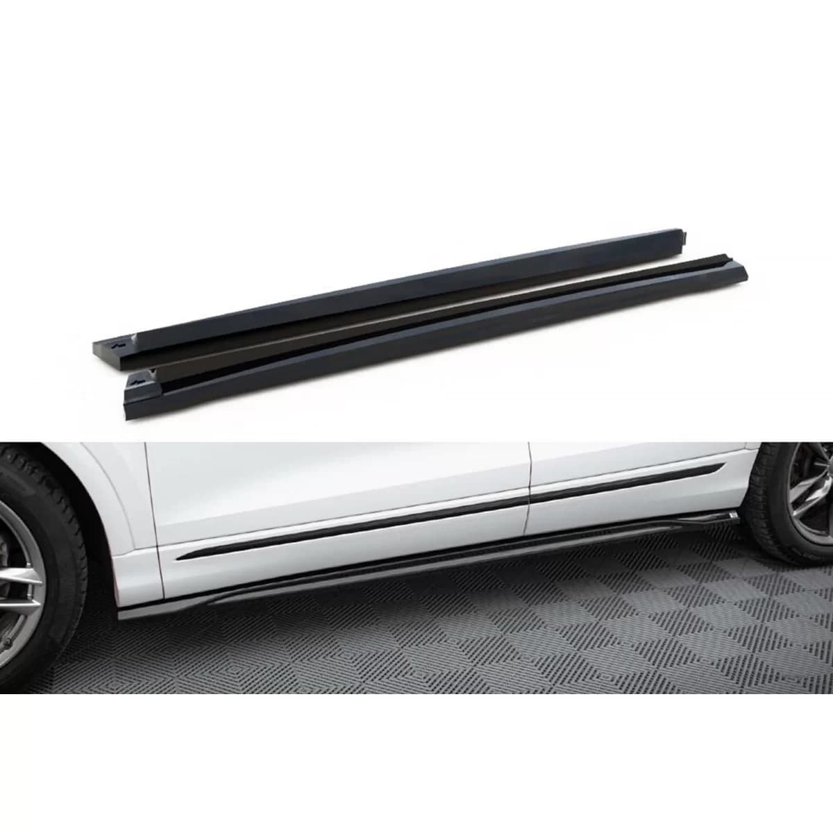 Maxton Design side skirt diffusers suitable for Audi SQ8, Q8 S-Line 2018-2023, gloss black