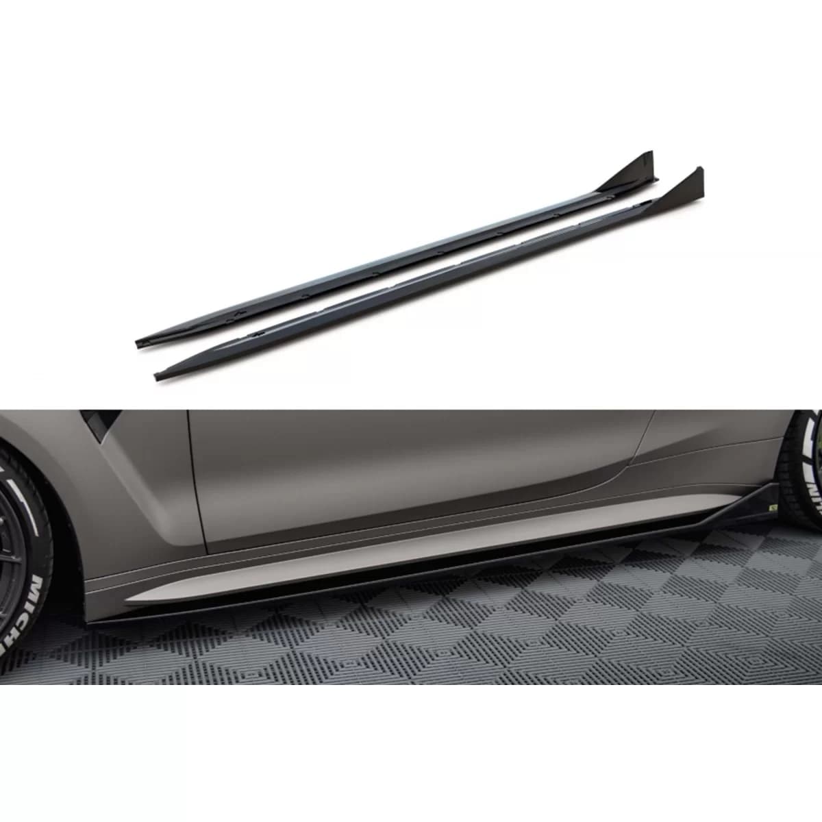 Maxton Design version 3 additives suitable for CSL type side skirts for BMW M4 G82 after 2021, black lacquer