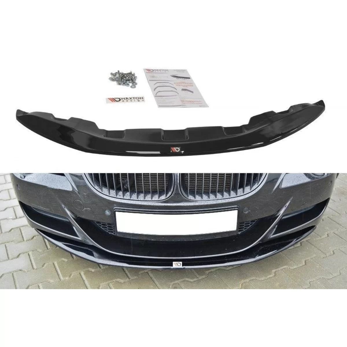 Maxton Design version 1 spoiler suitable for front M6 bumper on BMW 6 Series E63 2005-2010, black lacquer