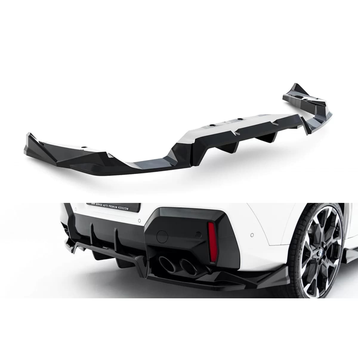 Maxton Design spoiler suitable for rear bumper of BMW X2 M package U10 after 2023, black lacquer