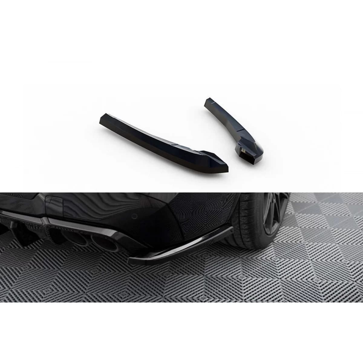 Maxton Design side additions suitable for diffuser on BMW X3 M F97 after 2021, black lacquer