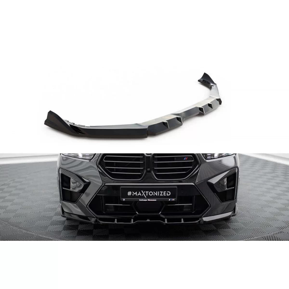 Maxton Design version 1 spoiler suitable for front bumper of BMW X5 M F95 after 2023, black lacquer