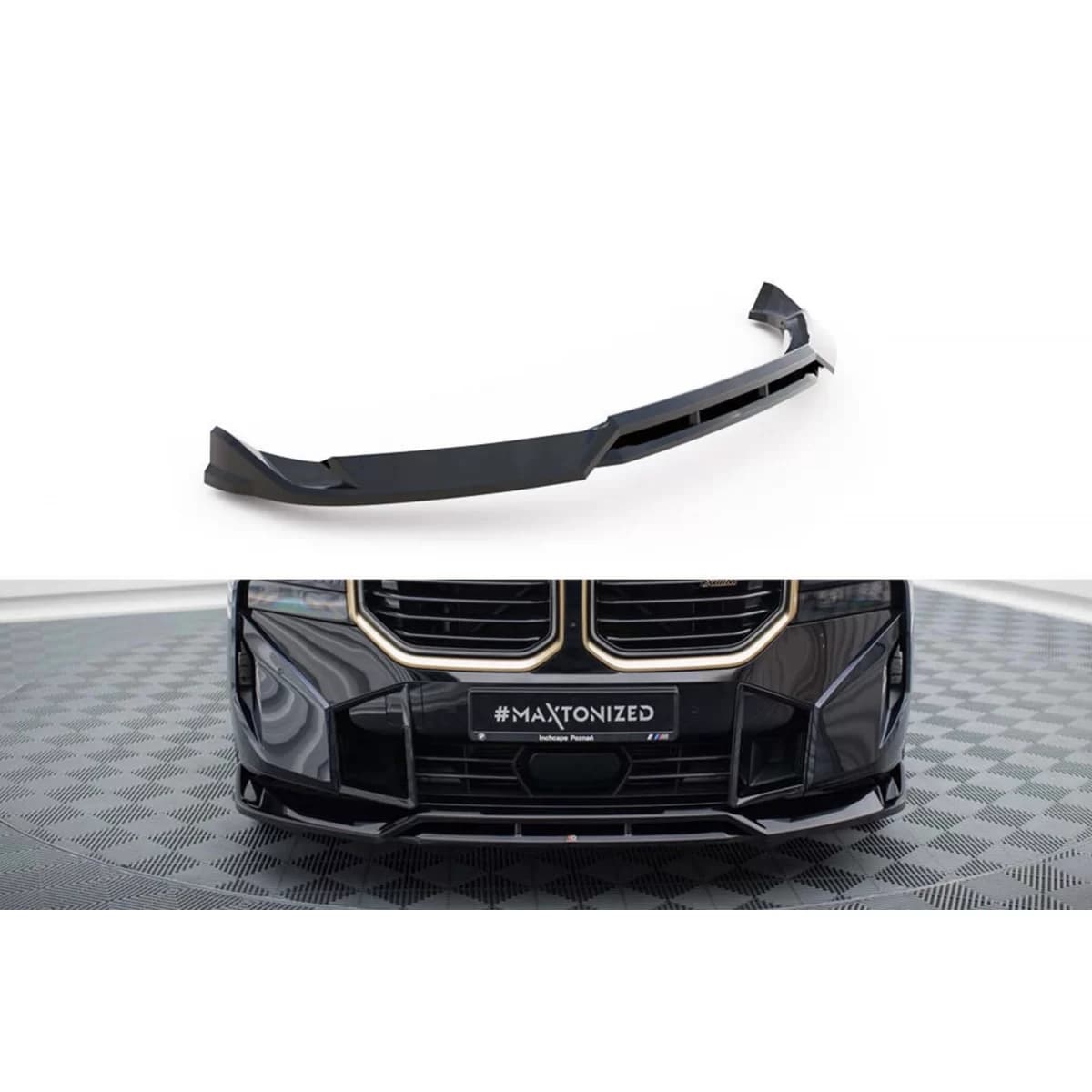 Maxton Design version 1 spoiler suitable for front bumper of BMW XM G09 after 2022, black lacquer