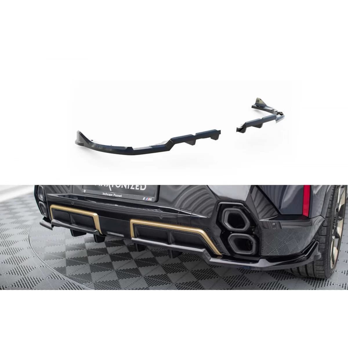 Maxton Design spoiler suitable for rear bumper of BMW XM G09 after 2022, black lacquer