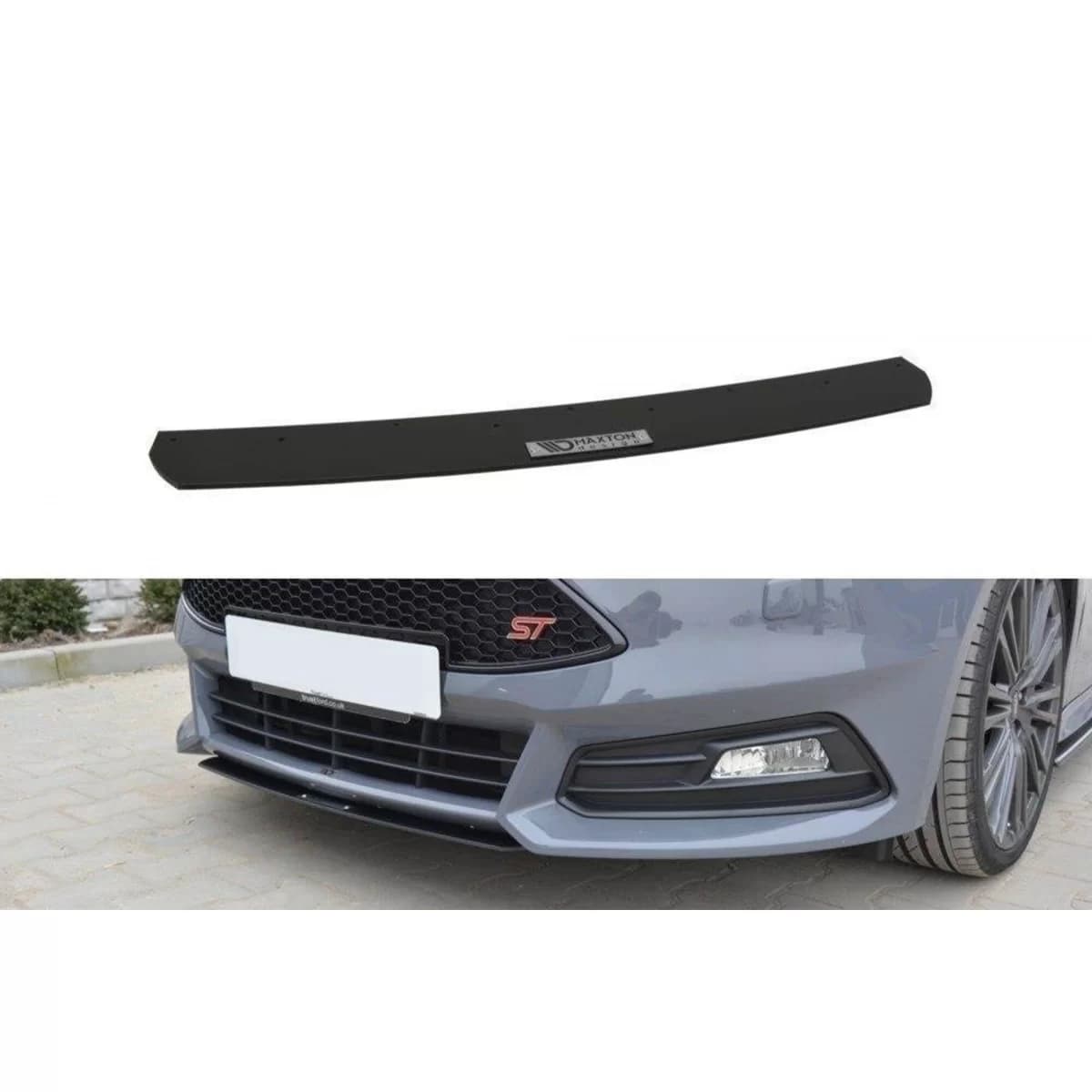 Maxton Design Racing Type 3 Spoiler suitable for front ST bumper on Ford Focus 2015-2018, matte black