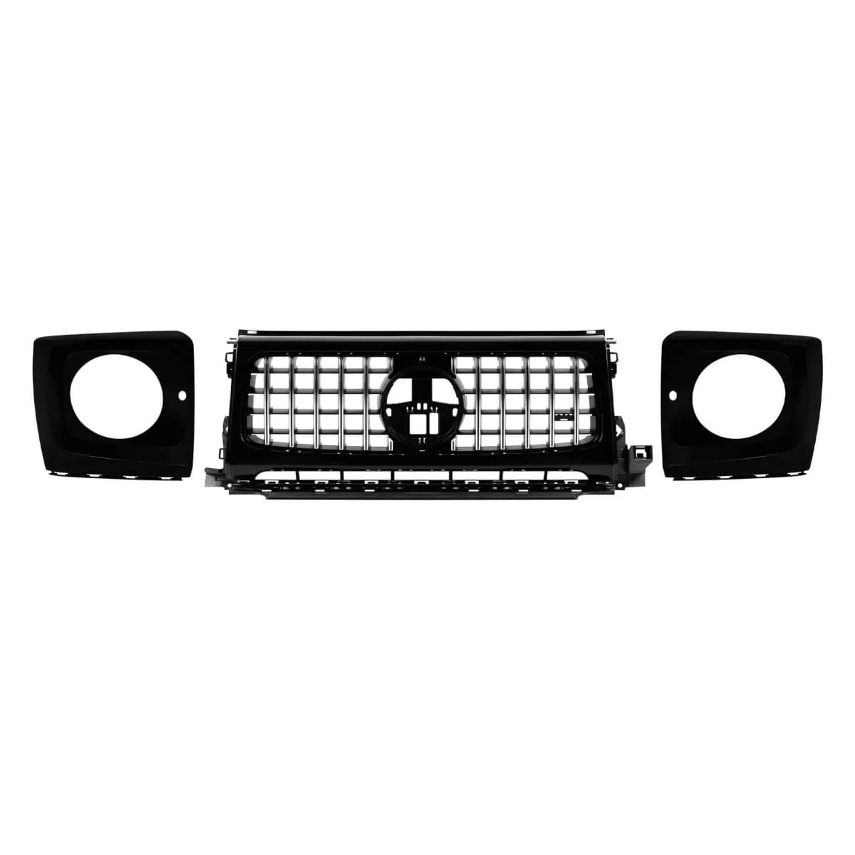 Chrome/black GT type grille with headlight covers suitable for Mercedes G-Class W465 after 2025