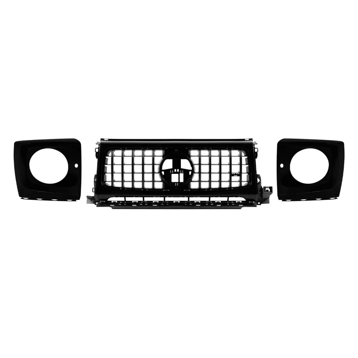 Black lacquer GT type grille with headlight covers suitable for Mercedes G-Class W465 after 2025