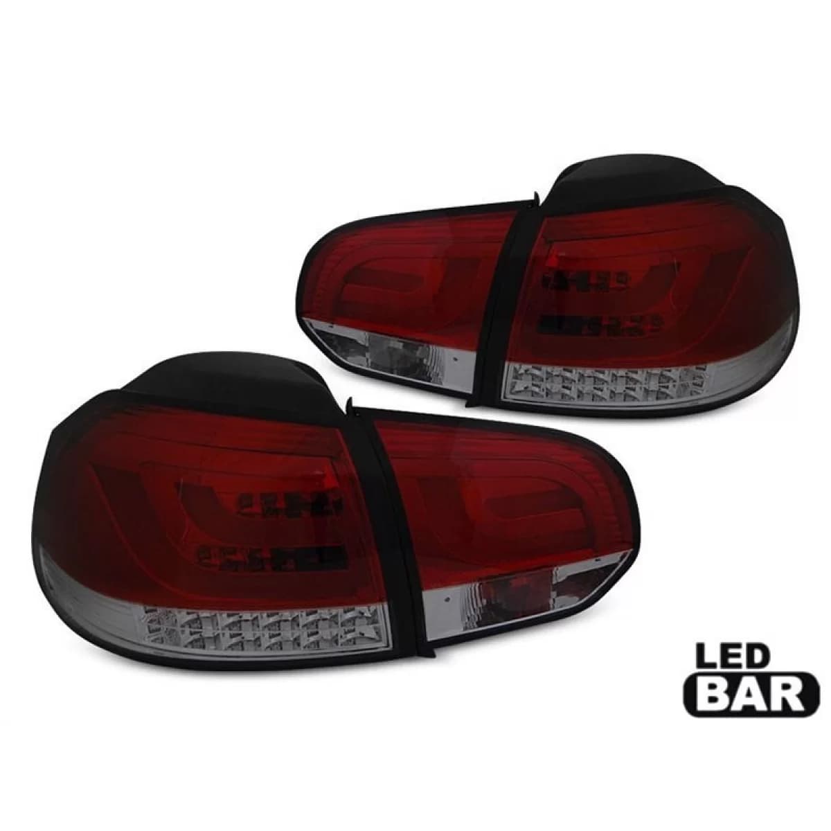 LED tail light set suitable for VW Golf 6 2008-2012, red and smoked base, left and right