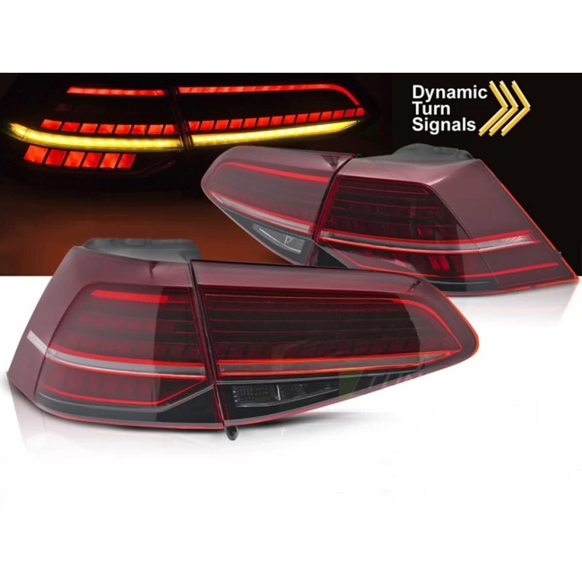 LED TAILLIGHT SET SUITABLE FOR VOLKSWAGEN GOLF VII 2013-2019 HATCHBACK, WITH RED BASE, LEFT AND RIGHT