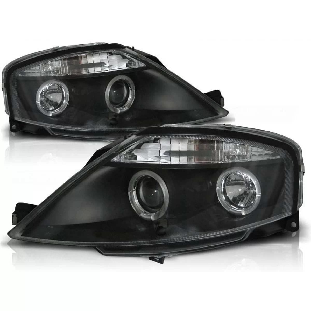Tuning headlight set with halogen angel eyes suitable for Citroen C3 03.2002-2009, left and right