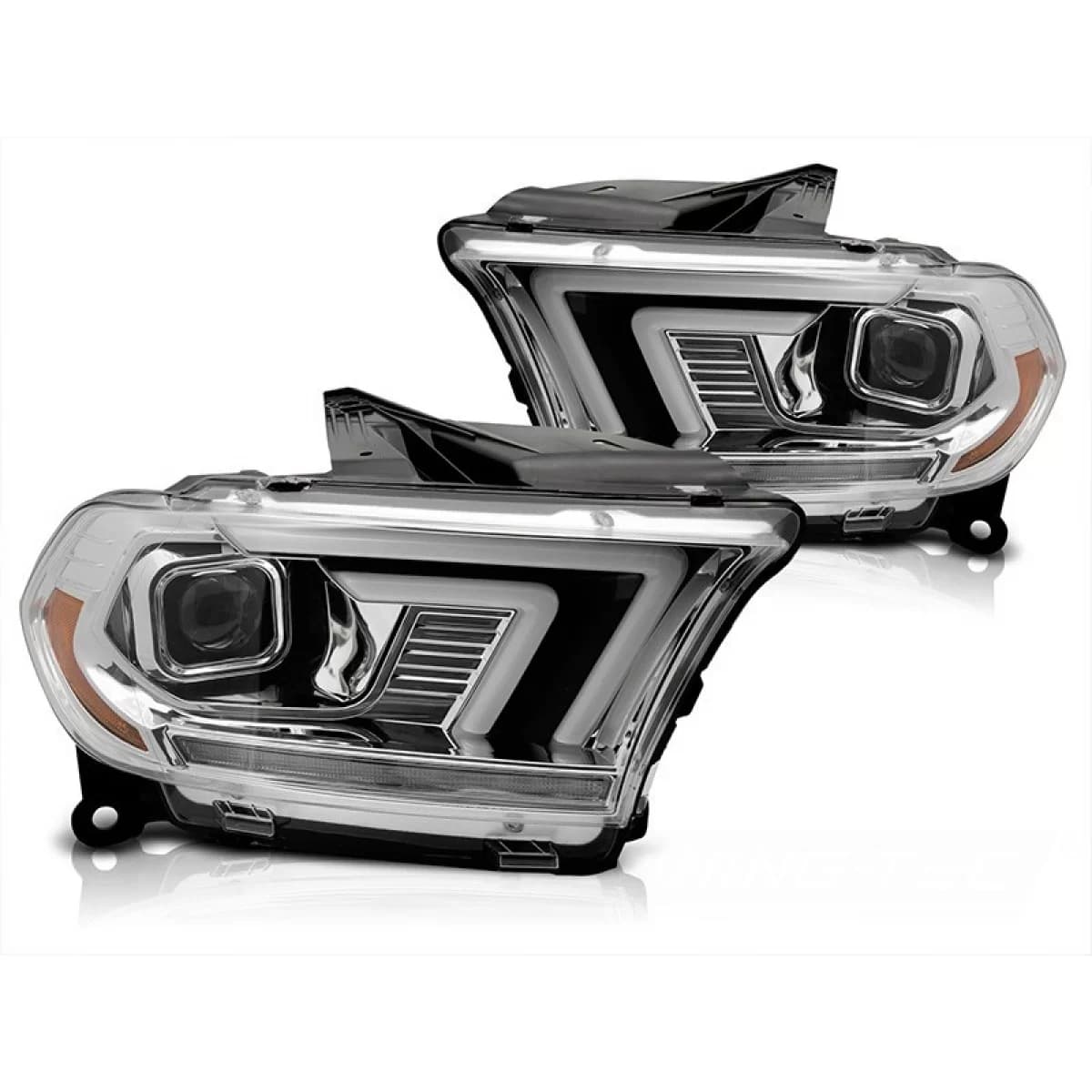 Tuning headlight set with dynamic turn signals suitable for Dodge Durango 2010-2013 with chrome base