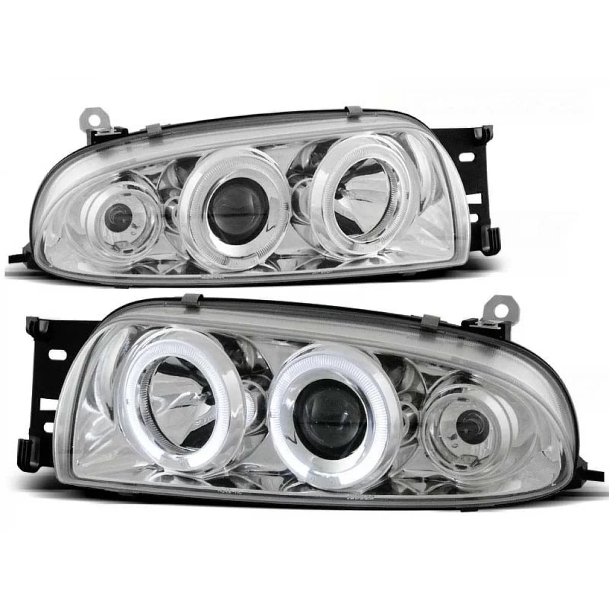 Tuning headlight set with halogen angel eyes suitable for Ford FIESTA MK4 10.1995-08.1999, left and right