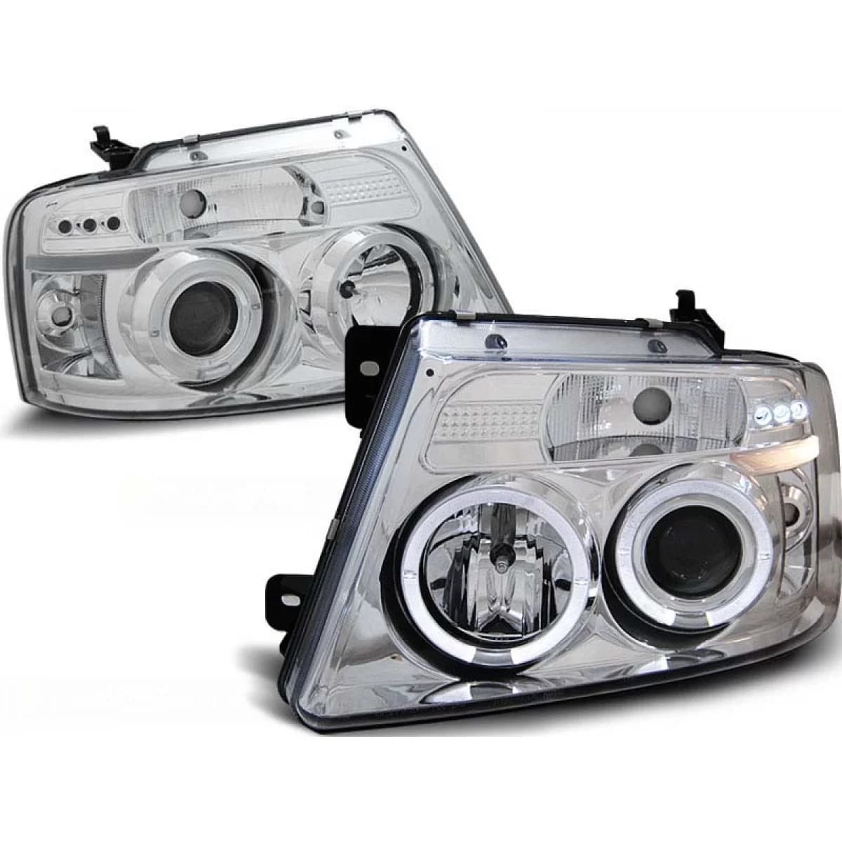 Tuning headlight set with halogen angel eyes suitable for Ford F150 MK 11 2004-2008, left and right