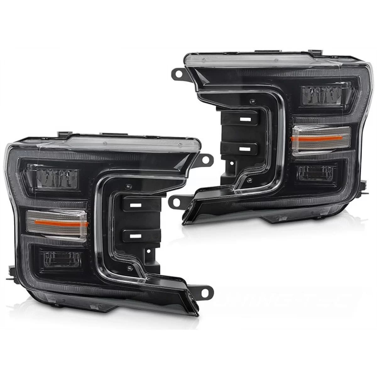 LED tuning headlight set suitable for Ford F150 2017-2020 with black base, for the model with factory DRL lights, with dynamic turn signals, left and right