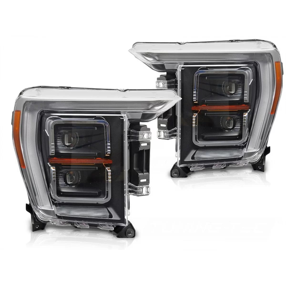 LED tuning headlight set suitable for Ford F150 2020-2023 with black base, for the model with factory DRL lights, left and right
