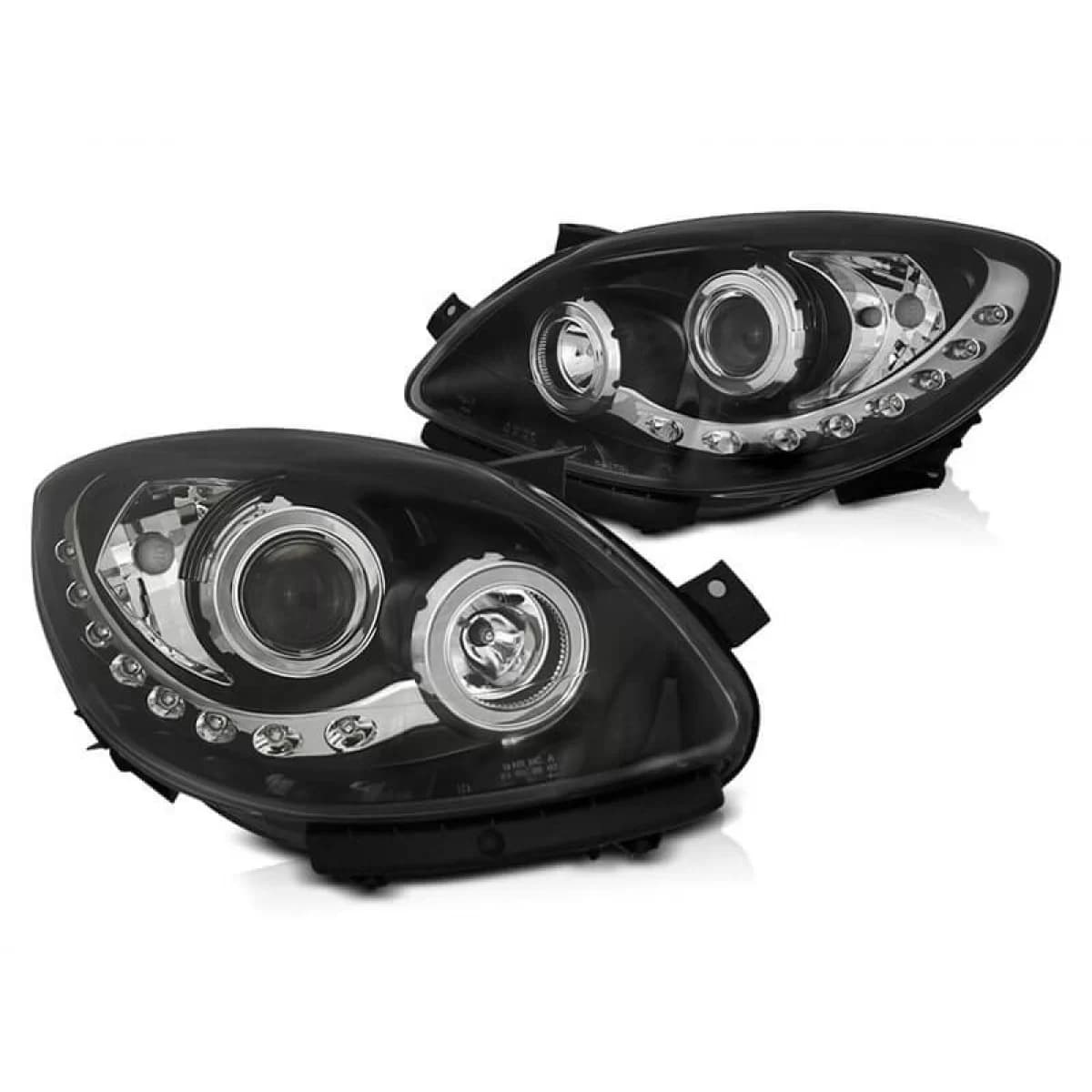 Tuning headlight set with DRL suitable for Renault Twingo 2007-2011 with black base, left and right
