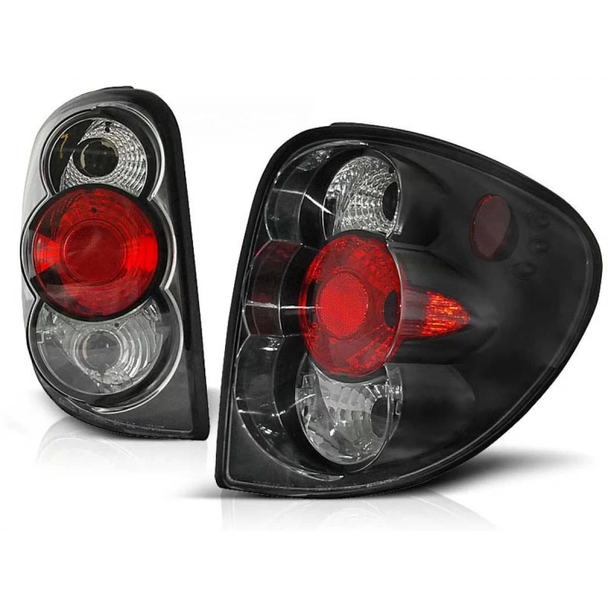 Tuning tail light set suitable for Chrysler Voyager 03.2001-03.2004 with black base, left and right