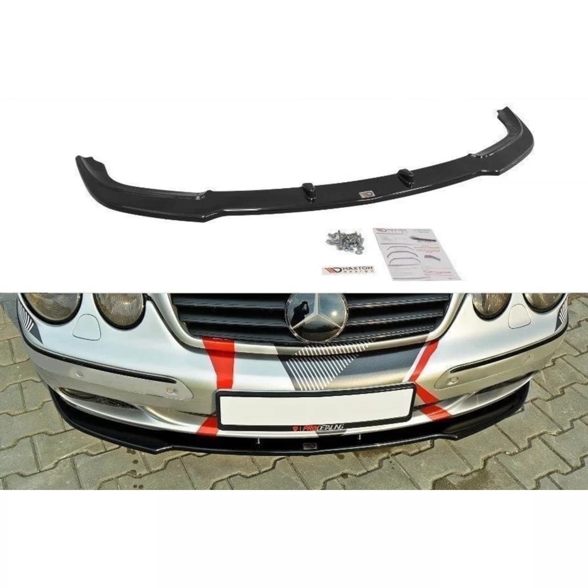 Maxton Design spoiler suitable for standard front bumper of Mercedes CL C215 1999-2006, black lacquer