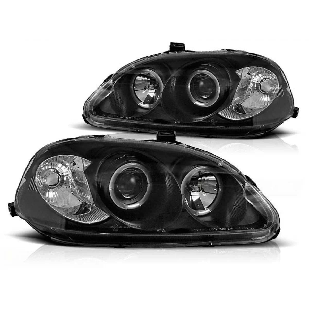 Tuning headlight set suitable for Honda Civic 09.1995-02.1999 with black base, left and right