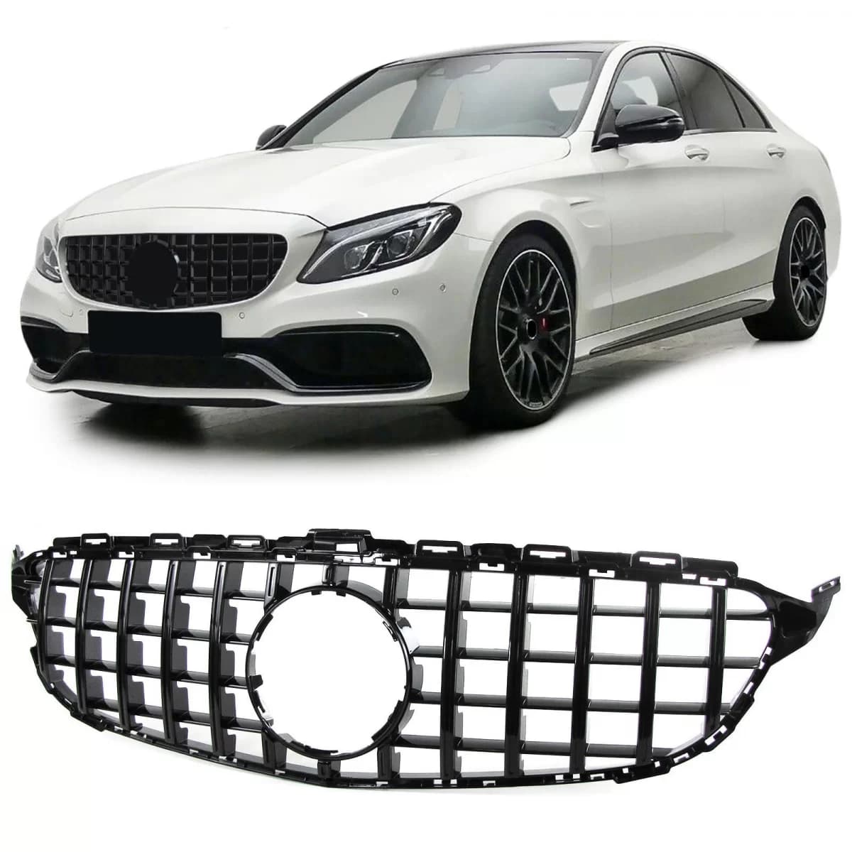 Sport grille glossy black fits Mercedes C-Class W205 S205 2014-2018