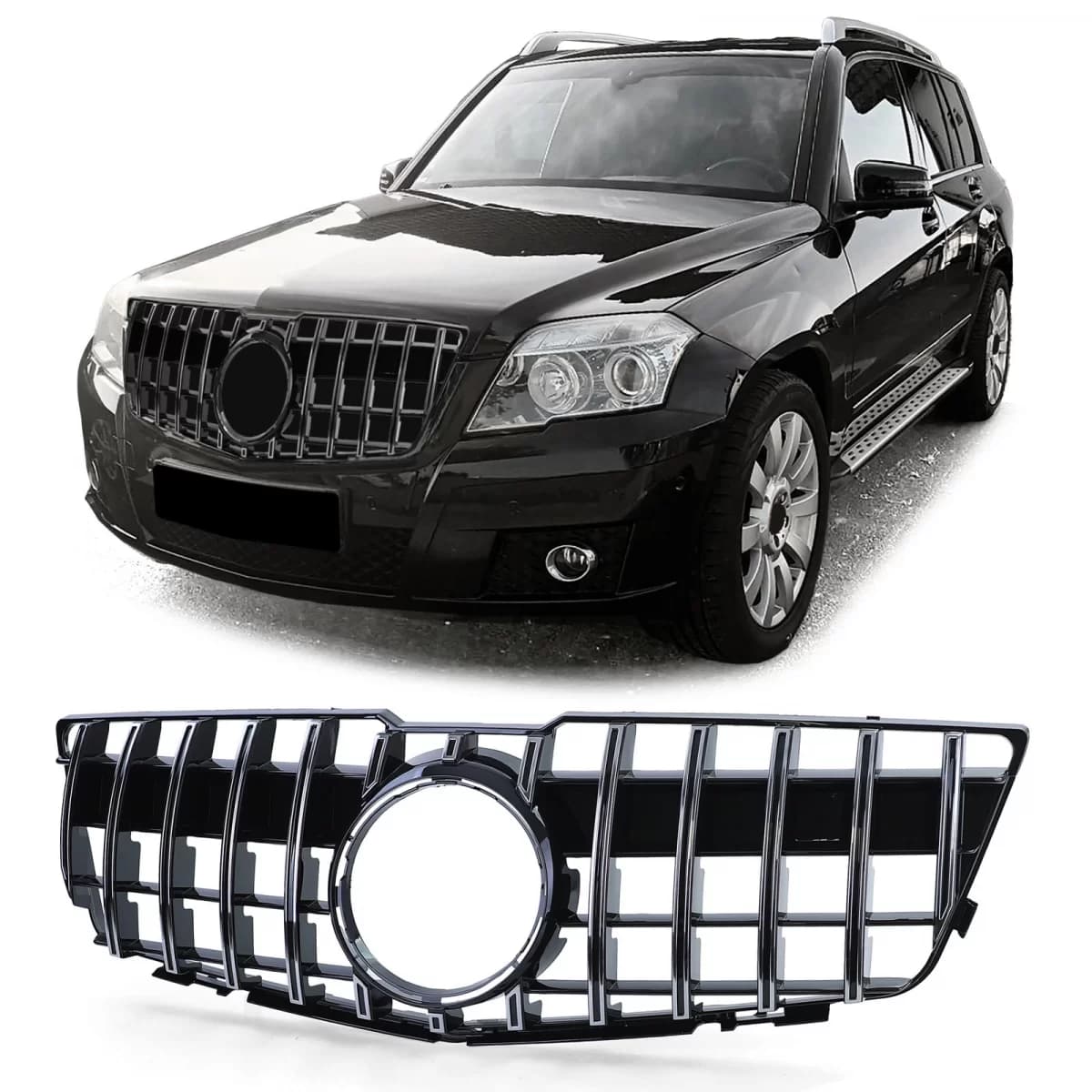 Sport radiator grille black gloss chrome for Mercedes GLK X204 08-12 pre-facelift