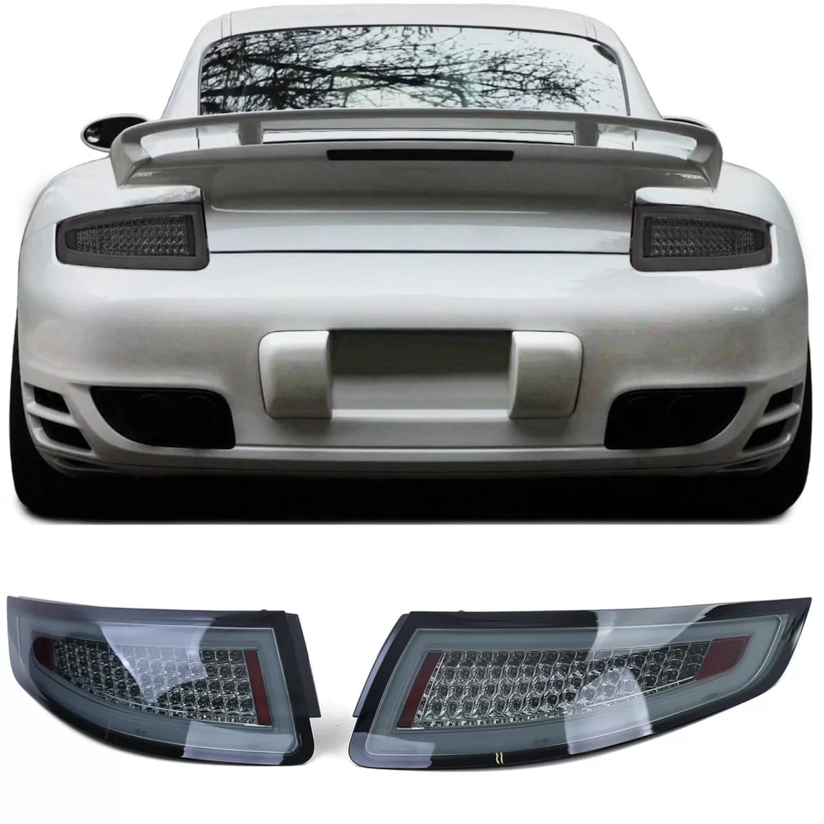 LED lightbar taillights black smoke for Porsche 911 997 coupe cabrio 04-08