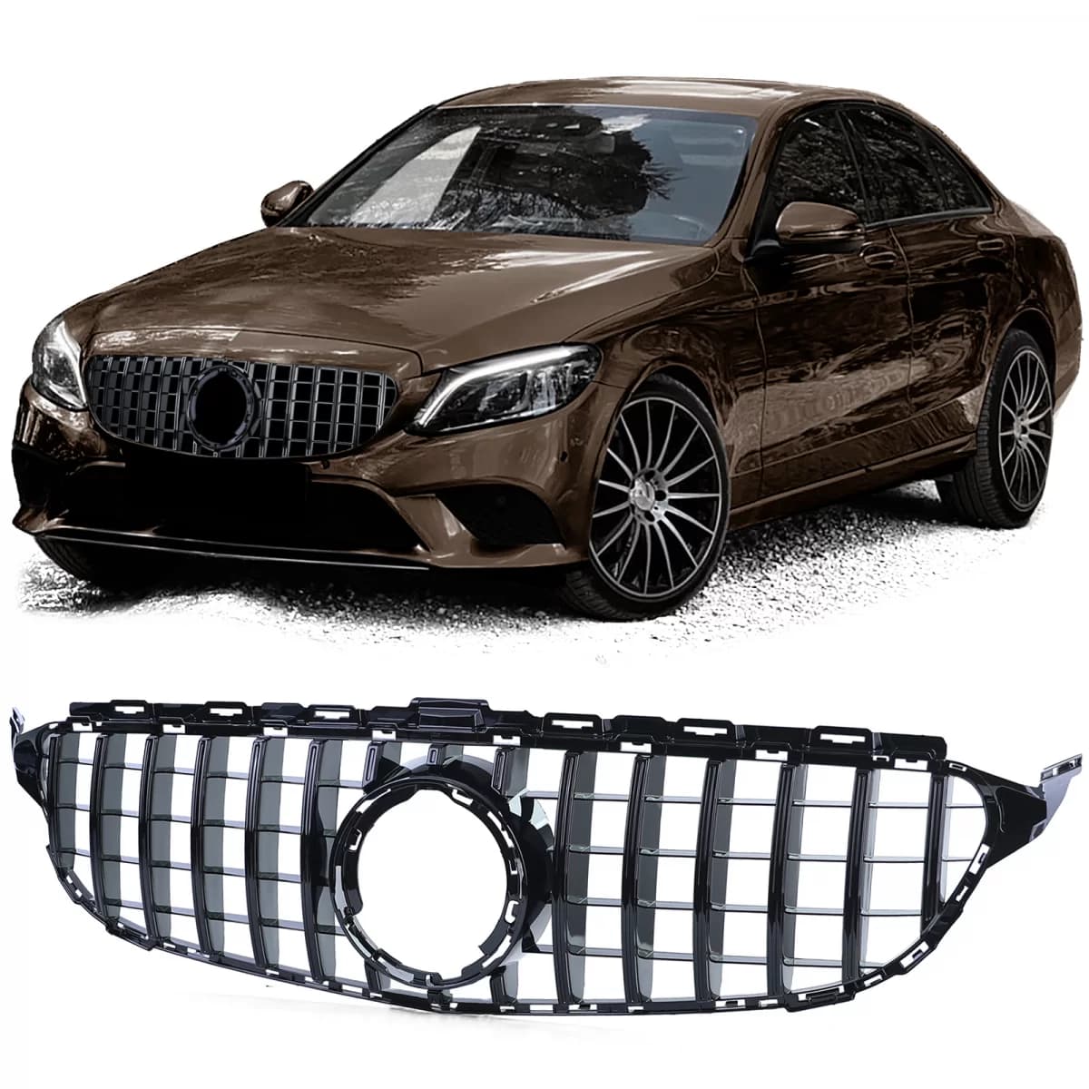Sport grille gloss black for Mercedes C-Class W205 S205 18-21