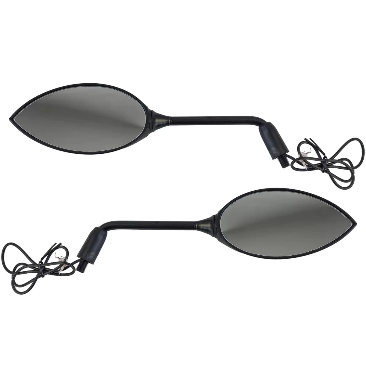 Motorcycle Universal Scooter Mirror Pair with LED Indicator Metal Housing Black