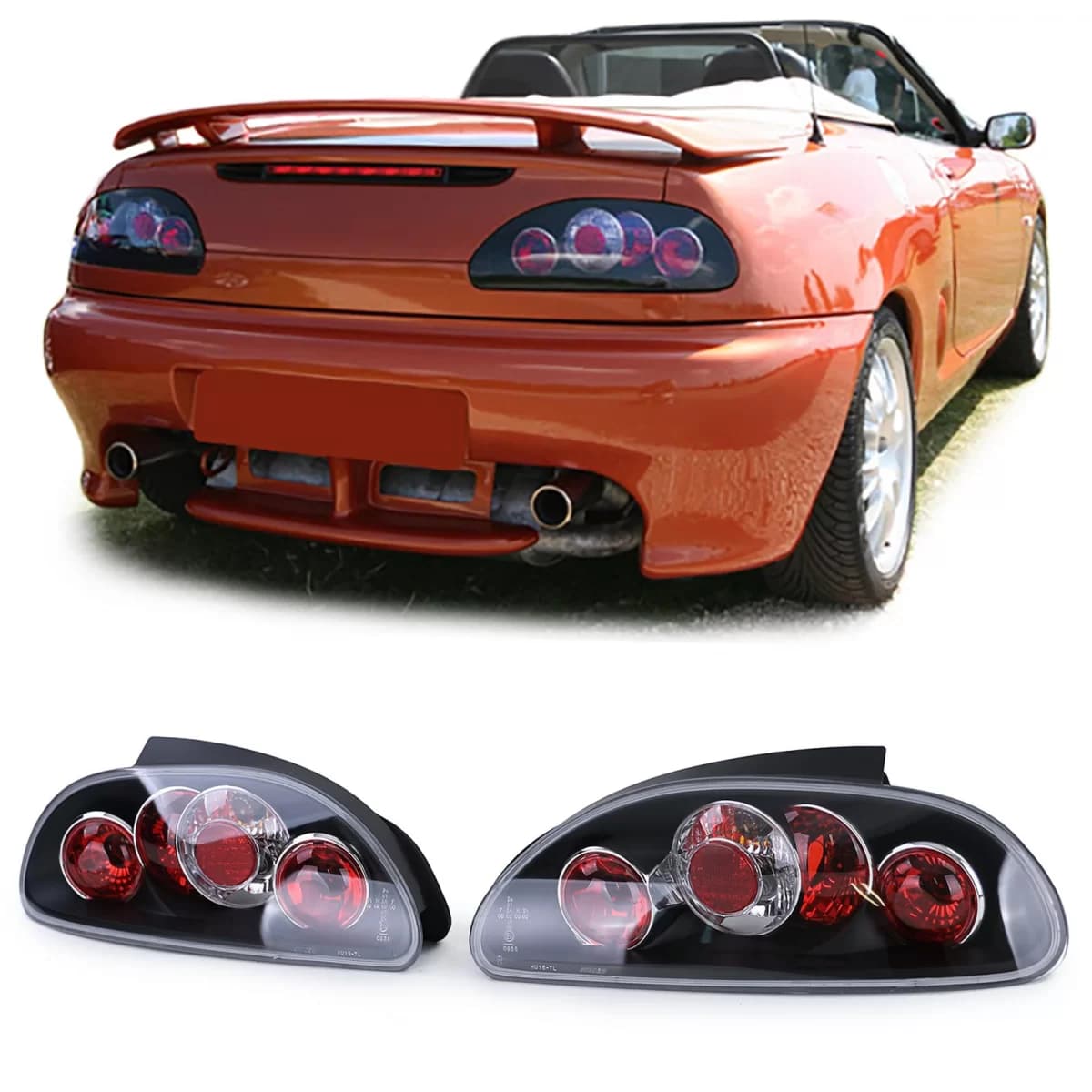 Clear glass taillights black for MG F Cabrio RD TF 95-05
