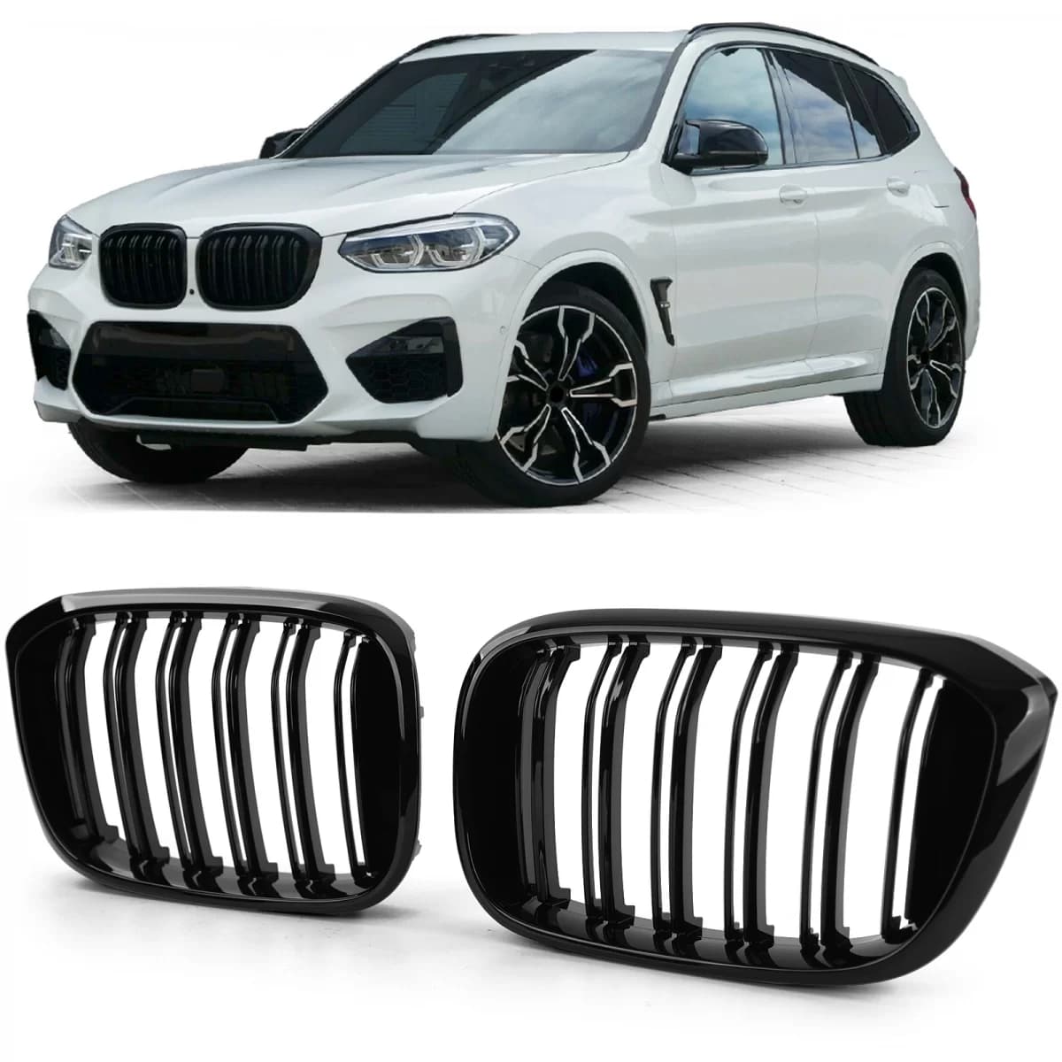 Sport double-slat glossy grille suitable for BMW X3 G01 X4 G02 17-21