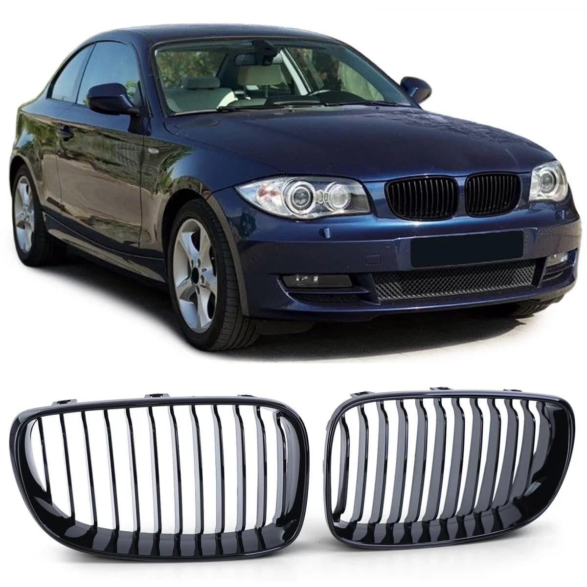 Sport front grille gloss black for 1 Series BMW E81 E82 E87 E88 from 2007