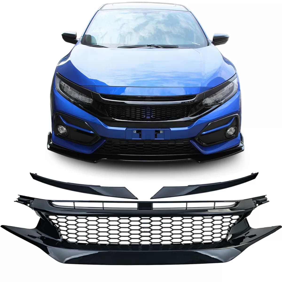 Honeycomb Clean Radiator Grille TR Performance Gloss for Honda Civic X FC FK 2016-2020